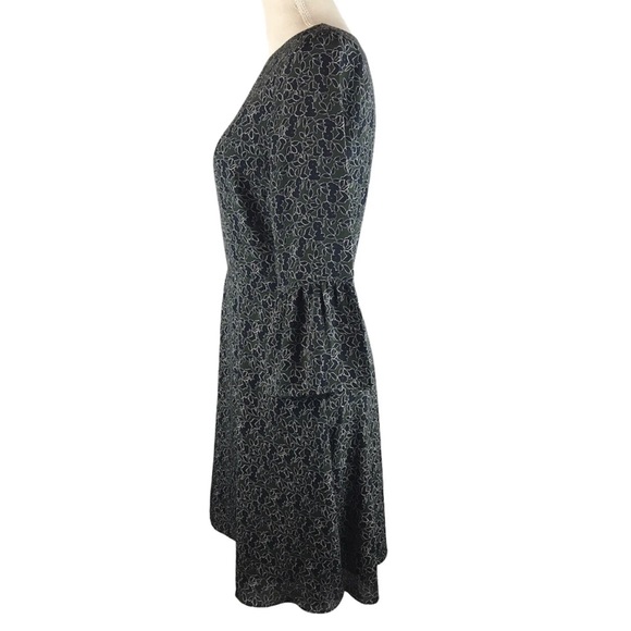 *NWT* Banana Republic Factory / Green and Navy Floral Bell Sleeve Dress / 10 - Picture 3 of 11